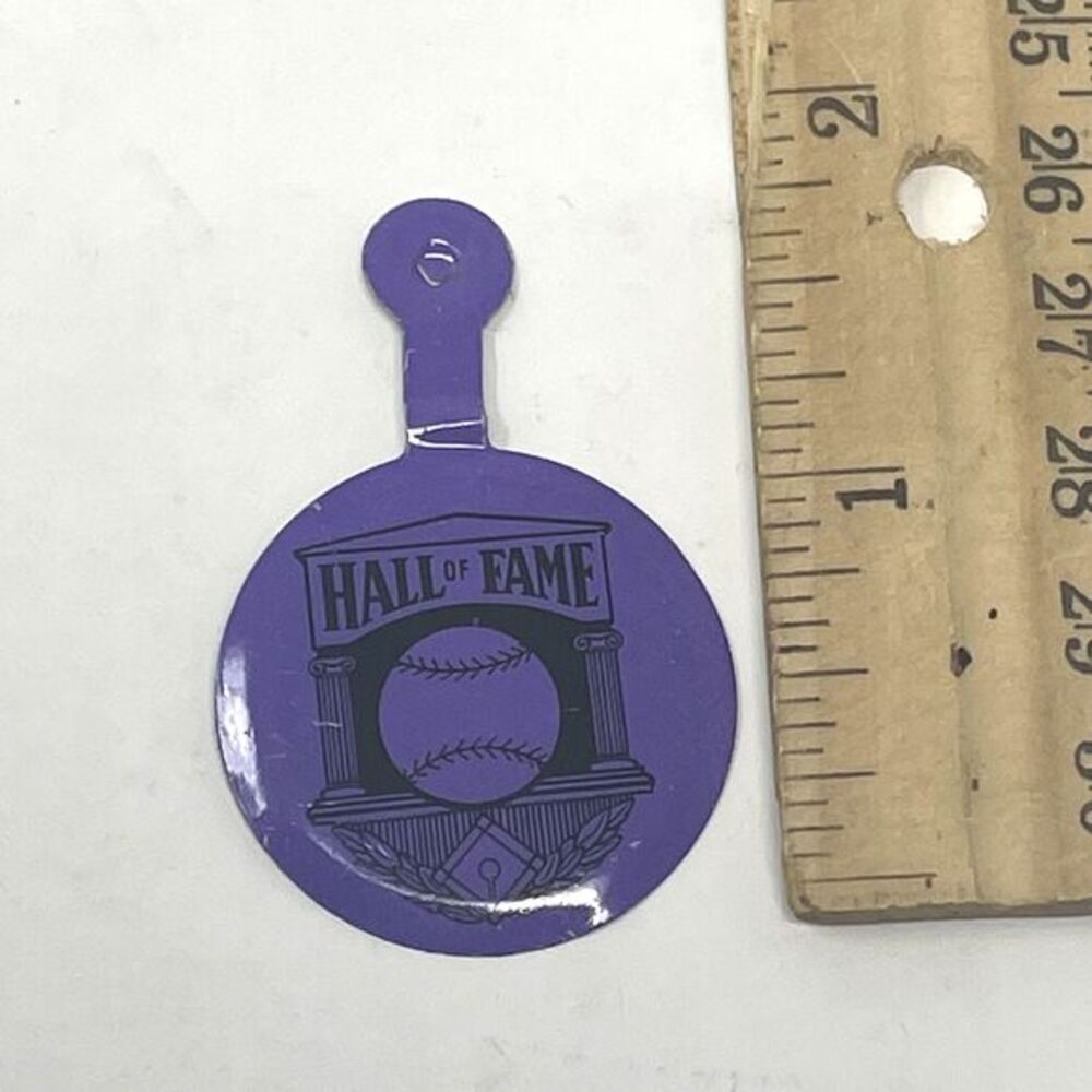 VTG Baseball Hall of Fame Pin Purple Metal Fold Over Tab Pinback Cooperstown NY - Picture 6 of 12